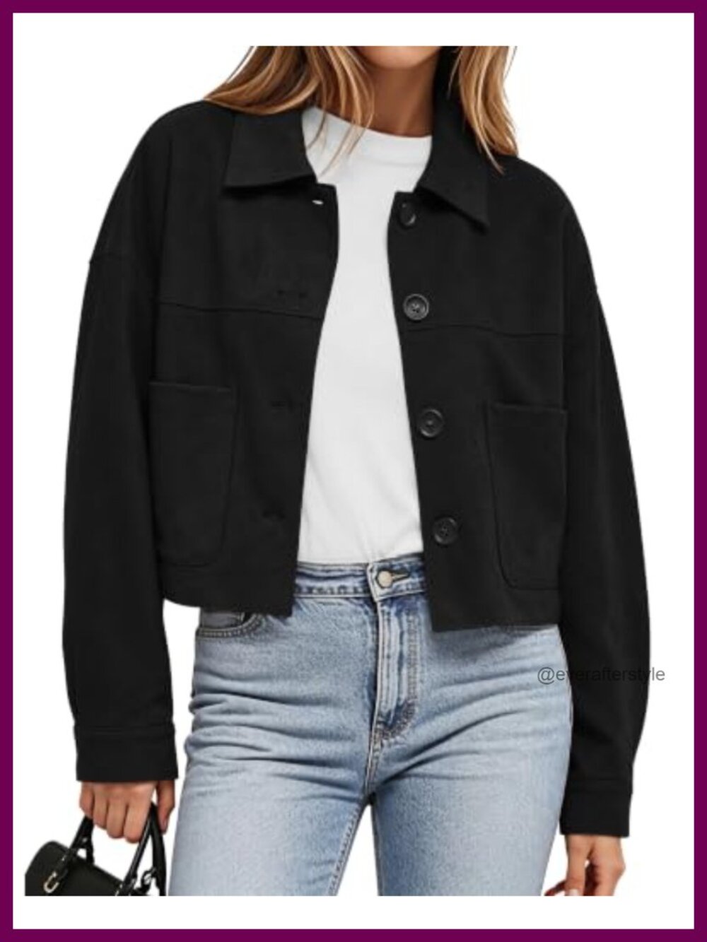 Faux Suede Cropped Jacket Lightweight Casual Button Down Coat